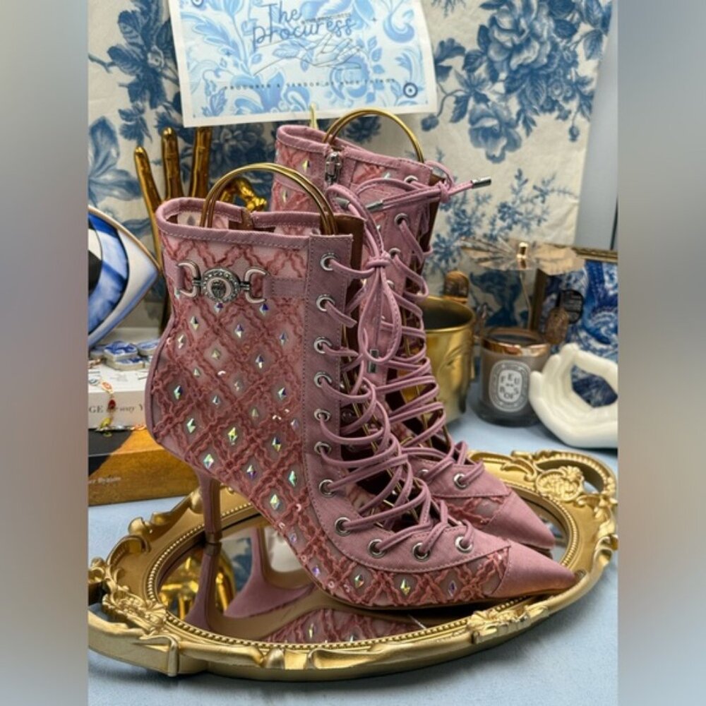 🆕 KURT GEIGER LONDON 🧿 NWOB Embellished Mansion Corset Ankle Boots - Sz 37 US7 - Picture 4 of 16
